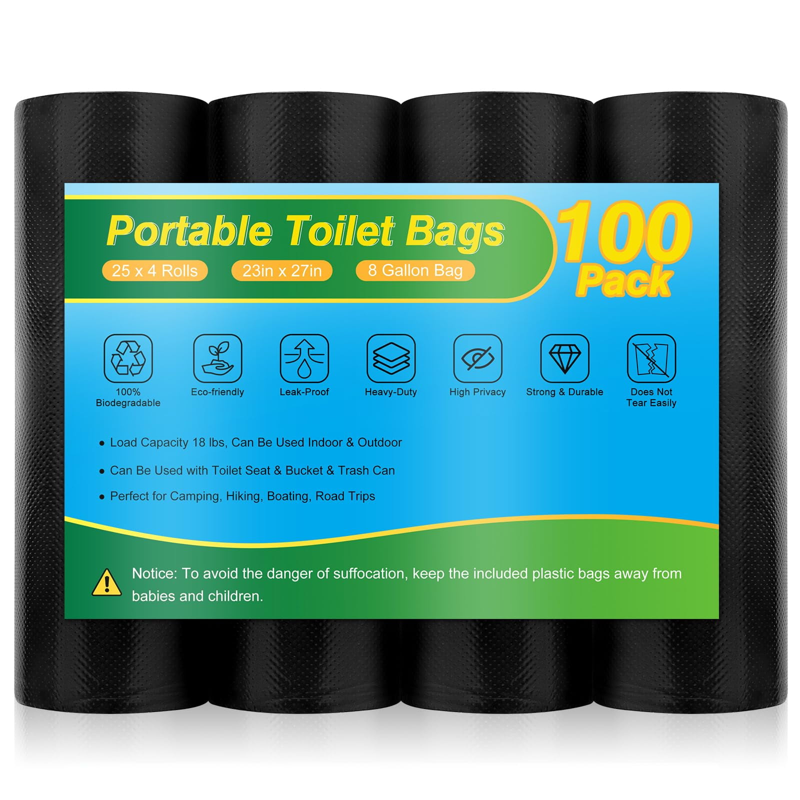 Bolsas De Aseo Portátiles Imodomio 100 Biodegradables 8l