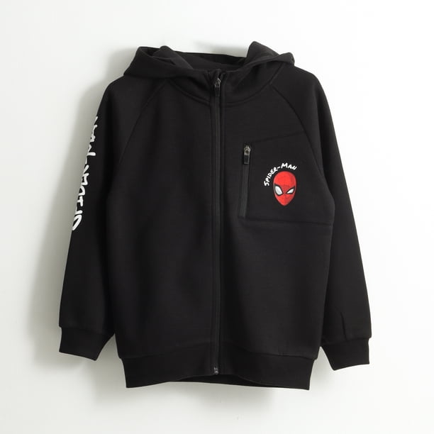 Polerón Cierre Niño Hoodie Spiderman Negro Marvel