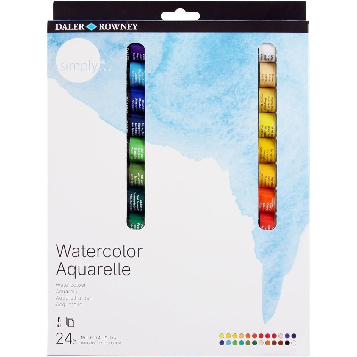 Set 24 Colores Acuarela En Tubos Daler Rowney Simply 12ml