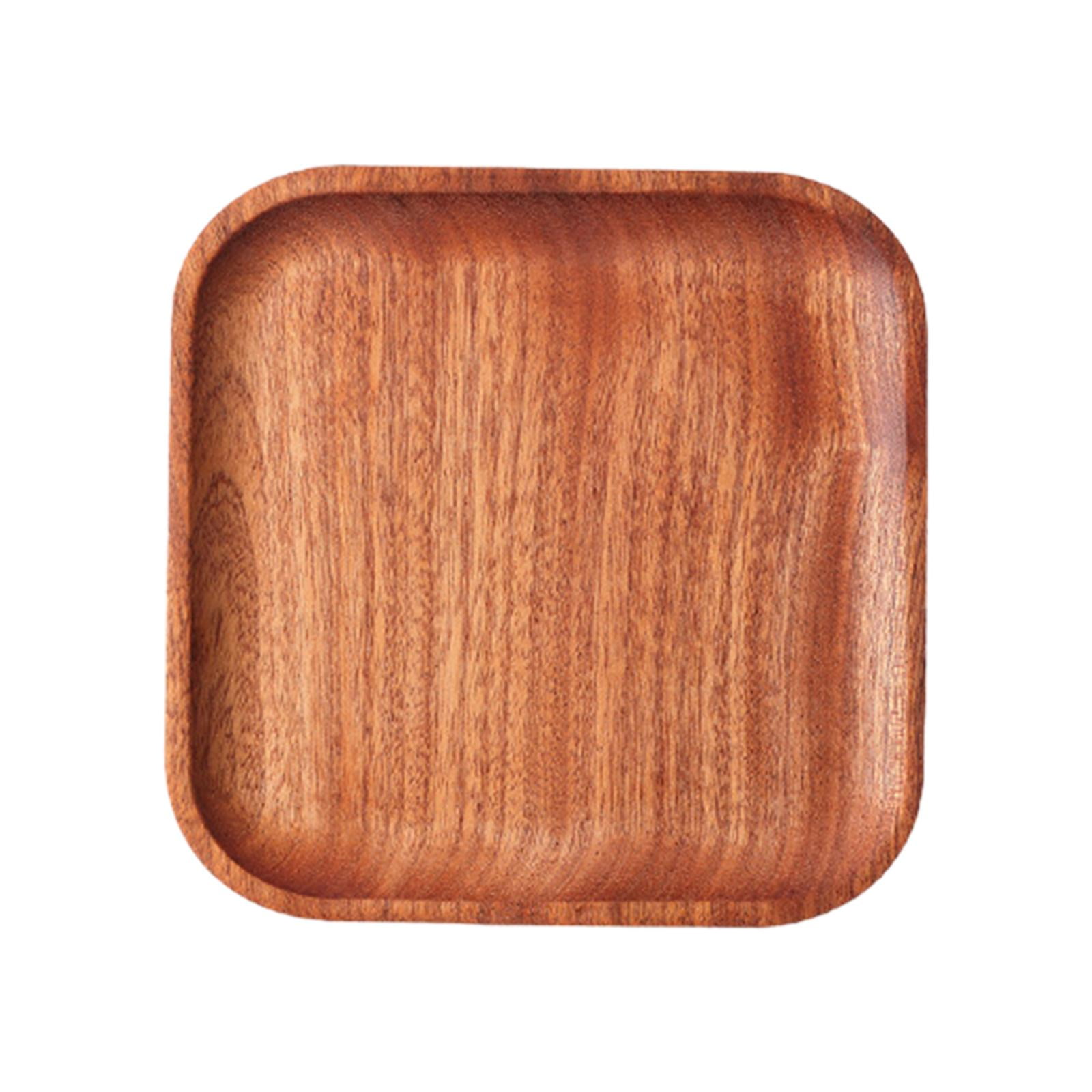 Bothyi - Bandeja De Madera Para Servir, Bandeja De Madera Fácil De Limpiar Para Comida, Fruta, Aperitivos, Pan, 13cm X 13cm X 1,5 Cm
