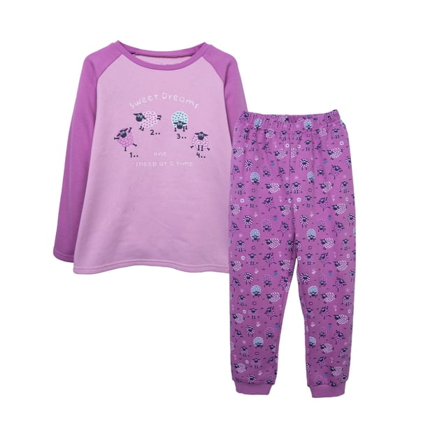 Pijama Niña Manga Larga Franela Ovejas Malva