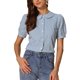 thumbnail image 1 of INSPIRE CHIC Camisa a Cuadros de Regreso a Clases para Mujer con Cuello Peter Pan, Manga Corta Abullonada, Botones Abajo, Blusa de Gingham, Azul Lago S, 1 of 6