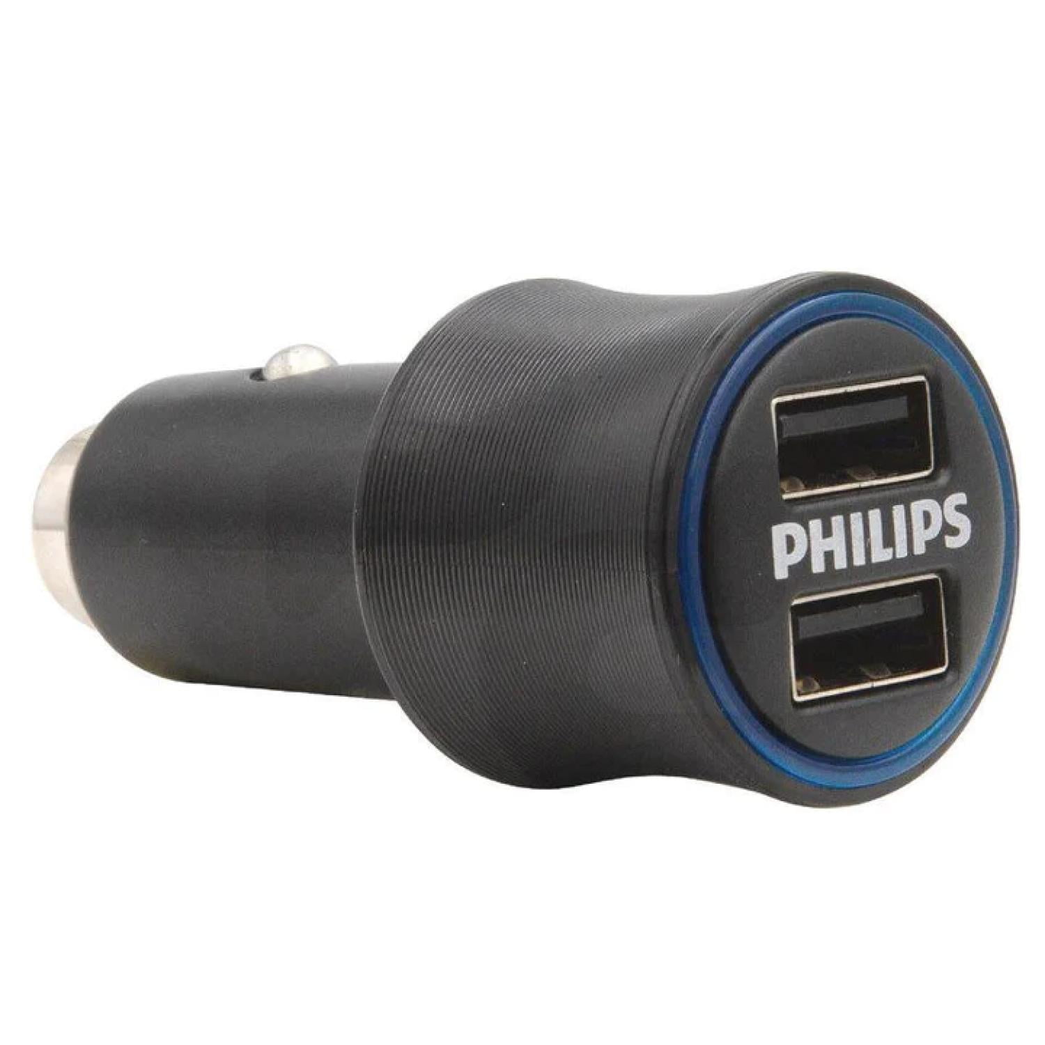 Philips - Cargador Auto Doble Usb Carga Rapida Usb Lightning