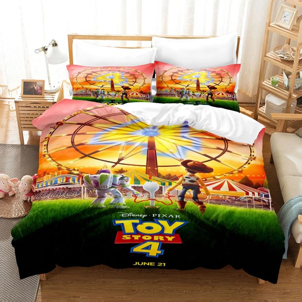 duvet covers, Toy Story comforter sets, cute cartoon quilt pillowcases, bedding sets, three-piece sets for kids and adult Bed Sheets