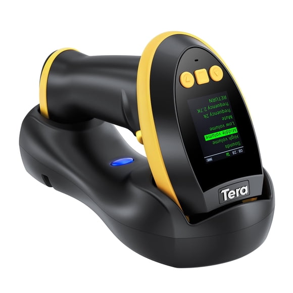 Escáner de código de barras Tera Wireless con Screen Pro 1D 2D QR amarillo