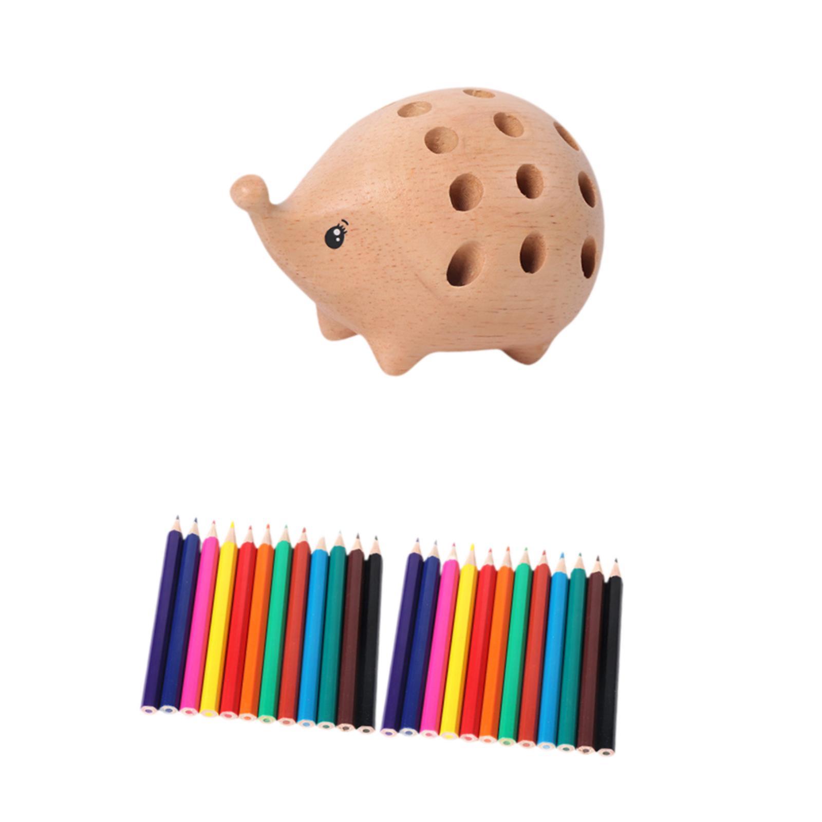 Bothyi - Portalápices De Madera Con Forma De Erizo, Material De Papelería Para Escritorio, Armario Escolar