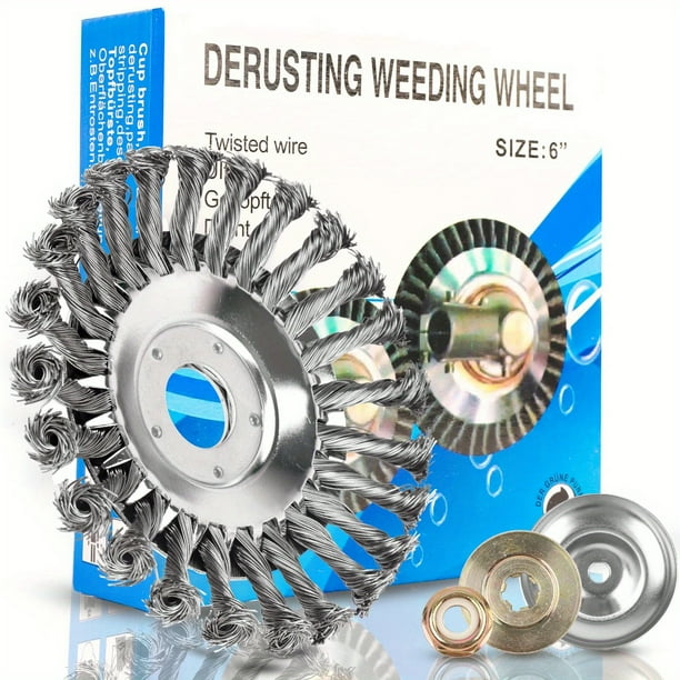 1pc Trimmer Cutter Head Steel Wire Weed Grass Brush Cutting Lawn Mower With Lawn Mower Blade Adapter For Rust Removal Paving Stone Pavement Joints Or Driveway 6"