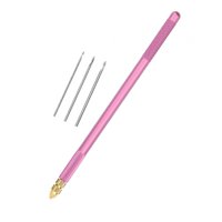 Bothyi - Gancho De Tambor Con Agujas, Herramienta De Ganchillo Con Cuentas Diy Para Coser, Tejer, Mujer, Rosa