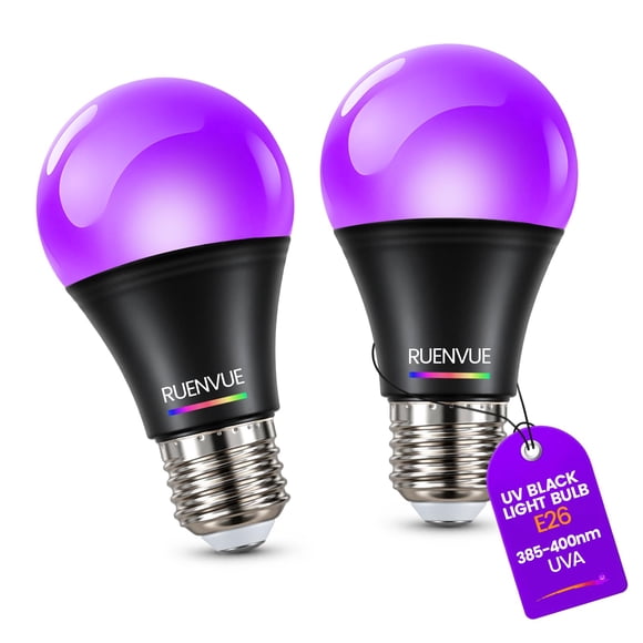 Bombilla LED de Luz Negra RUENVUE 12W UVA 385‑400nm (Pack de 2)