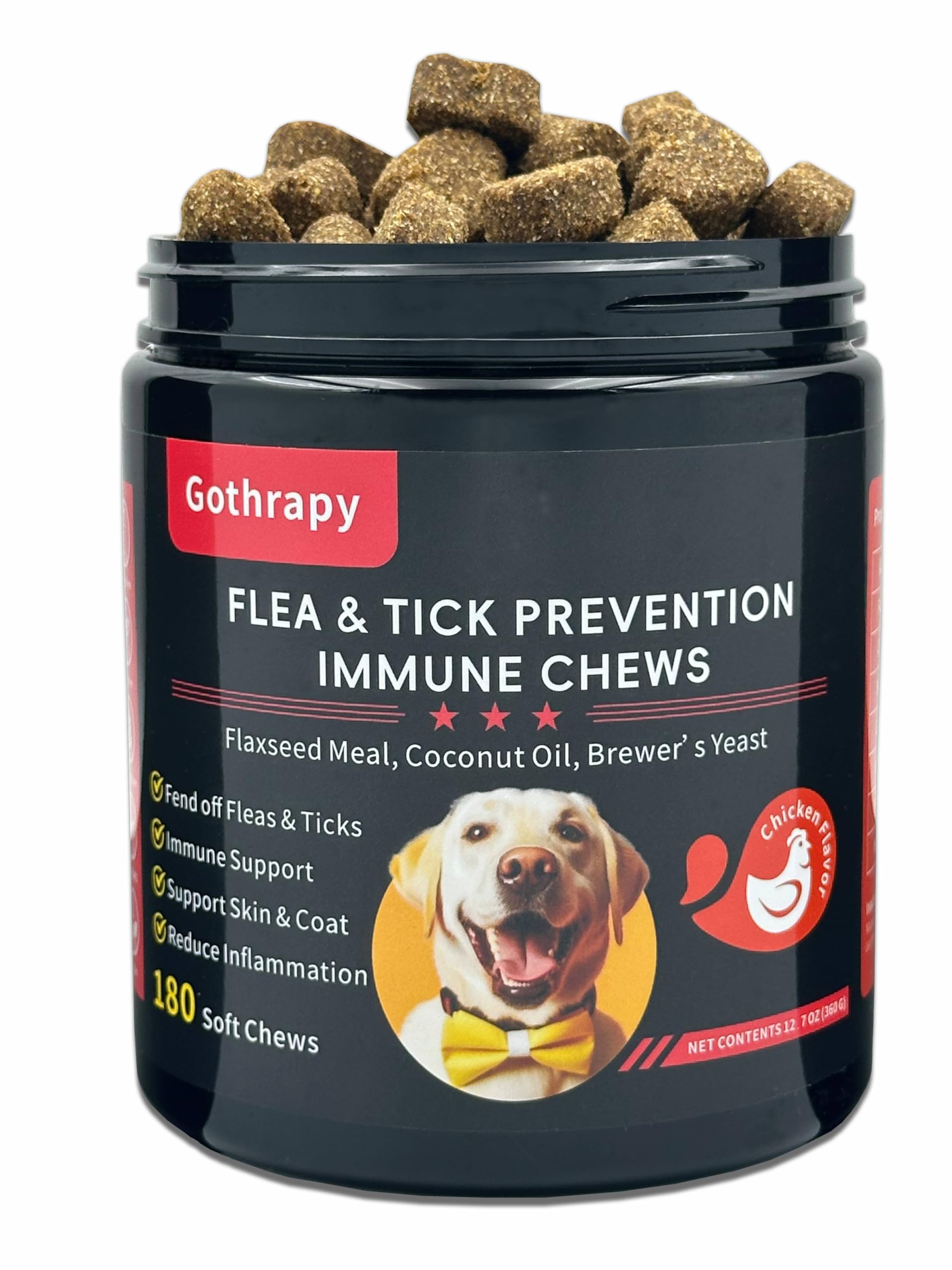Gothrapy Para Perros, Masticables, Para Prevención De Pulgas Y Garrapatas, 180 Ml