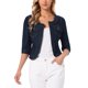 thumbnail image 1 of INSPIRE CHIC Chaquetas de Jean de Mujer con Mangas 3/4 sin Cuello, Denim Azul Talla L, 1 of 6