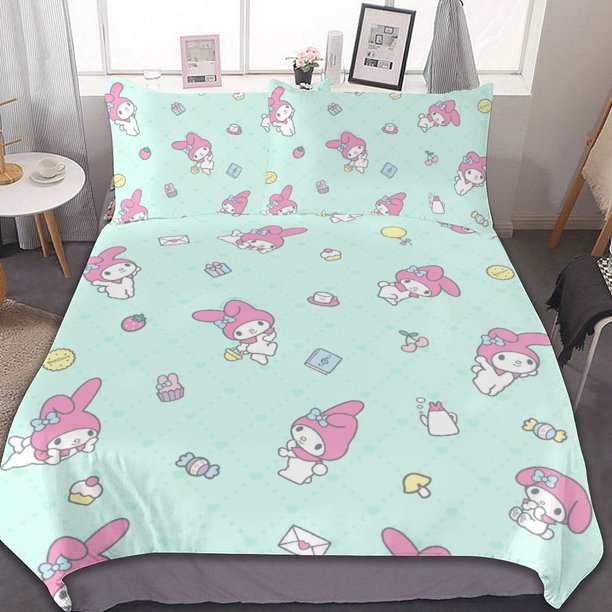 My Melody Rabbits 3 Pieces Bedding Sets Soft Comforter Sets Decor Bedroom Gifts