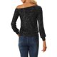 thumbnail image 3 of INSPIRE CHIC Tops de Lentejuelas de Hombro Descubierto para Mujeres de Manga Larga Fiesta Disco Brillo Glitter Top XS Negro, 3 of 6