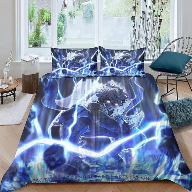 Ger-ride Ze-nitsu -Agatsu-ma Cut-e Bed Duvet C-over De-mon Anime S-layer Bedding- Sets 3D Prin-ted Ligh-two 3 Piece Co-mforter Sets 1 Duv-et Cover and 2 Pillow