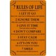 thumbnail image 1 of Letrero estaño metal frases motivacionales 7 reglas vida arte pared inspirador aula secundaria dormitorio 30x40cm, 1 of 4