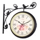 thumbnail image 4 of Hierro Forjado De Doble Cara Antiguo Pared Tranquilo Colgando Reloj Negro Con Rosa, 4 of 5