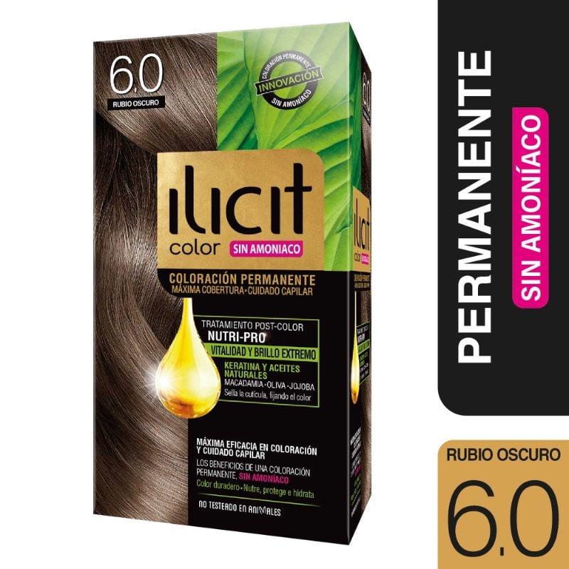 Ilicit - Coloración Permanente Sin Amoníaco 6.0 Rubio Oscuro