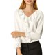 thumbnail image 1 of INSPIRE CHIC Blusa con Volantes para Mujer de Regreso a Clases Elegante Cuello en V Manga Larga Top Elegante Blanco XS, 1 of 7