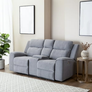 Daniels - Sofá 2 Cuerpos Reclinable Eléctrico + Consola Gris Montana Km807Lpwgr