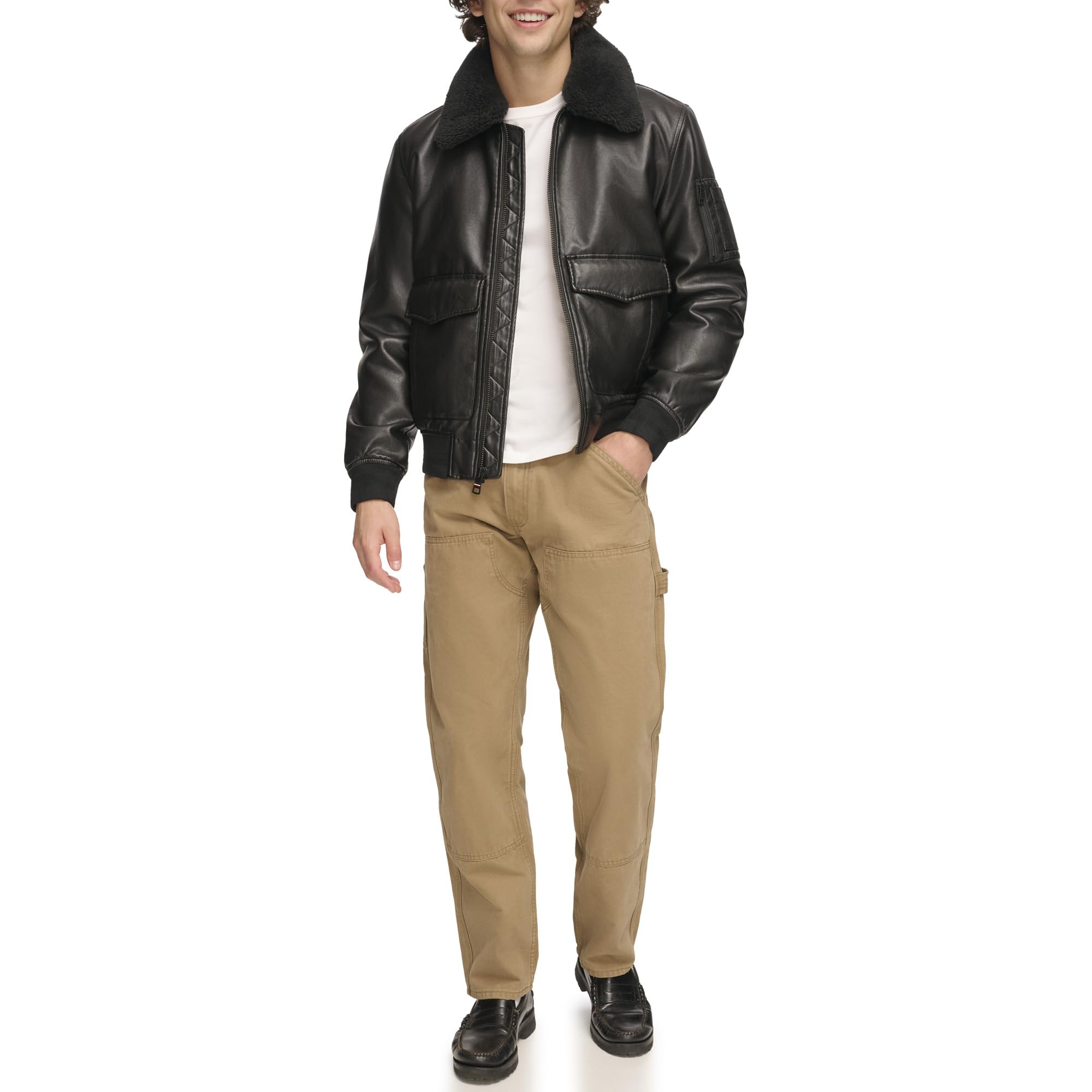 Chaqueta Tommy Hilfiger De Piel Sintética Tipo Bomber Negra M Para Hombre