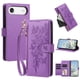 thumbnail image 1 of Funda Billetera Floral en Relieve iphone17 air con Tarjetero y Cremallera Morado, 1 of 6