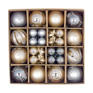 Bothyi - Juego De 44 Piezas De Adornos De Bolas Navideñas Diy Para Aniversario, Oficina, Restaurante, Color Gris Champán Dorado