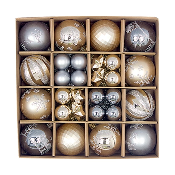 Juego De 44 Piezas De Adornos De Bolas Navideñas DIY Para Aniversario, Oficina, Restaurante, Color Gris Champán Dorado