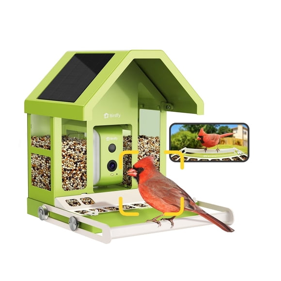 Comedero inteligente para pájaros Birdfy con cámara, metal, energía solar