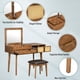thumbnail image 2 of 43.3" Classic Wood Makeup Vanity Set with Flip-top Mirror and Stool, Dressing Table with Three Drawers and storage space, Brown, 2 of 3