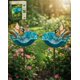 thumbnail image 1 of Estaca jardín flor metal hecha mano con baño abejas decoración exterior regalo polinizadores, 1 of 8