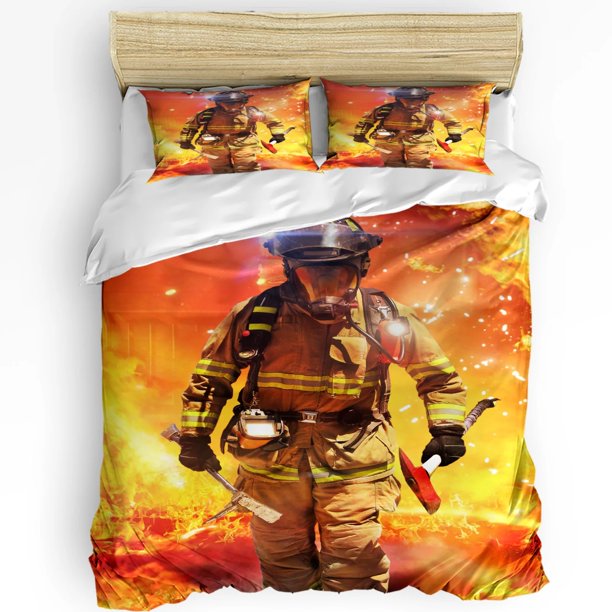 x2436 Bed SheetsFirefighter Tool Flame Duvet Cover Bed Bedding Set For Home Textile Quilt Cover Pillowcases Bedroom Bedding Set No Sheet 3-Piece Bedding Set (1 Duvet Cover + 2 Pillow Shams) nj2436