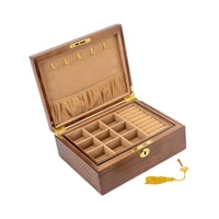 Magideal - Joyero De Madera, Caja De Almacenamiento De Joyería Con Cerradura, Organizador De Joyería De Madera Maciza De 2 Niveles, Vitrina De Joyería Para Colla Estilo A