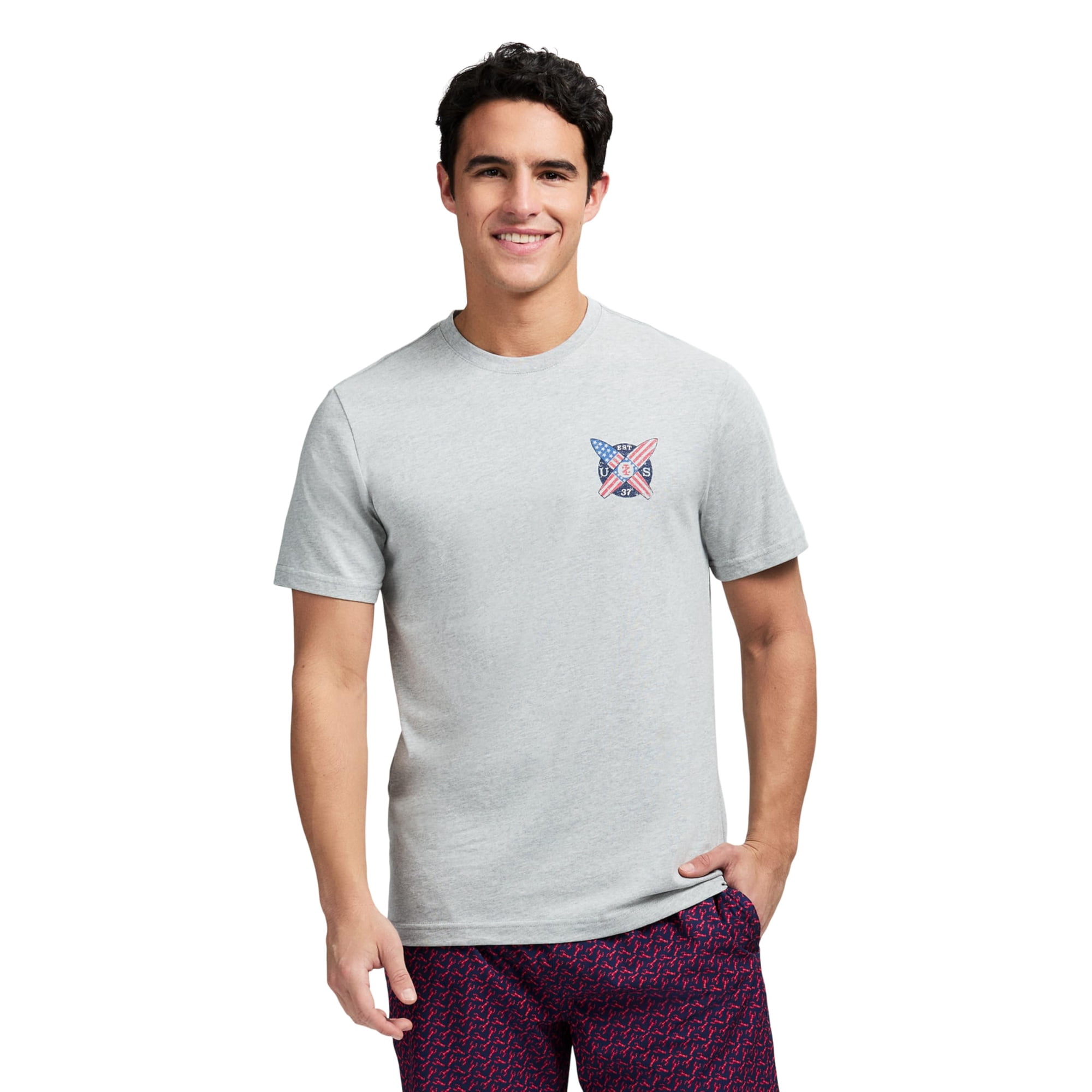 Camiseta Izod Saltwater Short Short Graphic Para Hombre - Gris