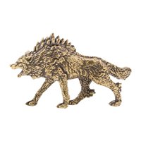 Bothyi - Adorno De Lobo De Latón, Estatua Decorativa Artesanal Realista Para Mesa De Oficina.