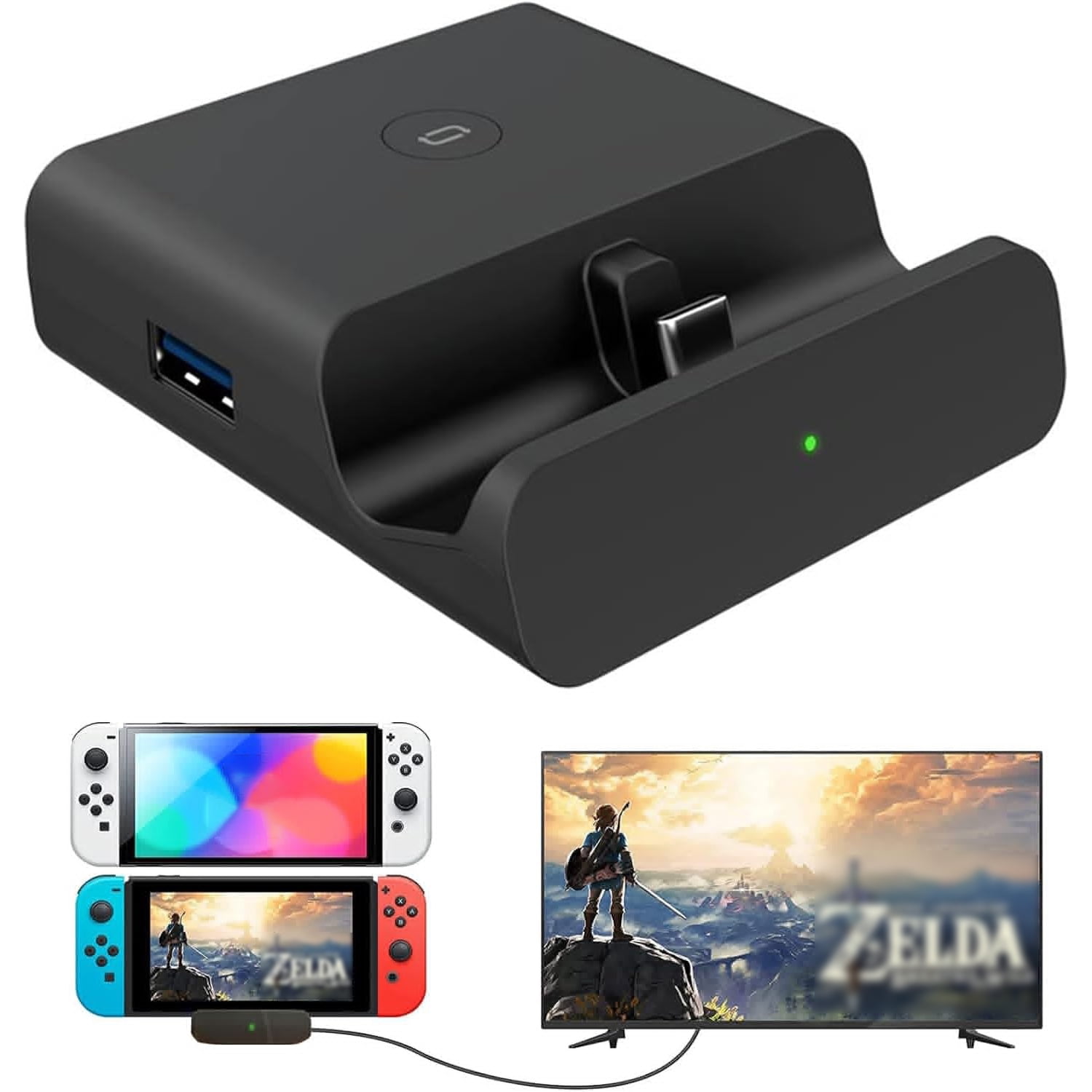 Genérico - Dock Para Tv Para Nintendo Switch, Adaptador Hdmi 4k, Estación De Acoplamiento Para Switch Oled, Base De Carga Portátil