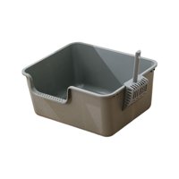 Magideal - Caja De Arena Para Gatos Domésticos, Caja De Arena Para Gatitos De Lados Altos, Caja De Arena Para Mascotas Con Parte Superior Abierta Para Gatos Pequ Gris