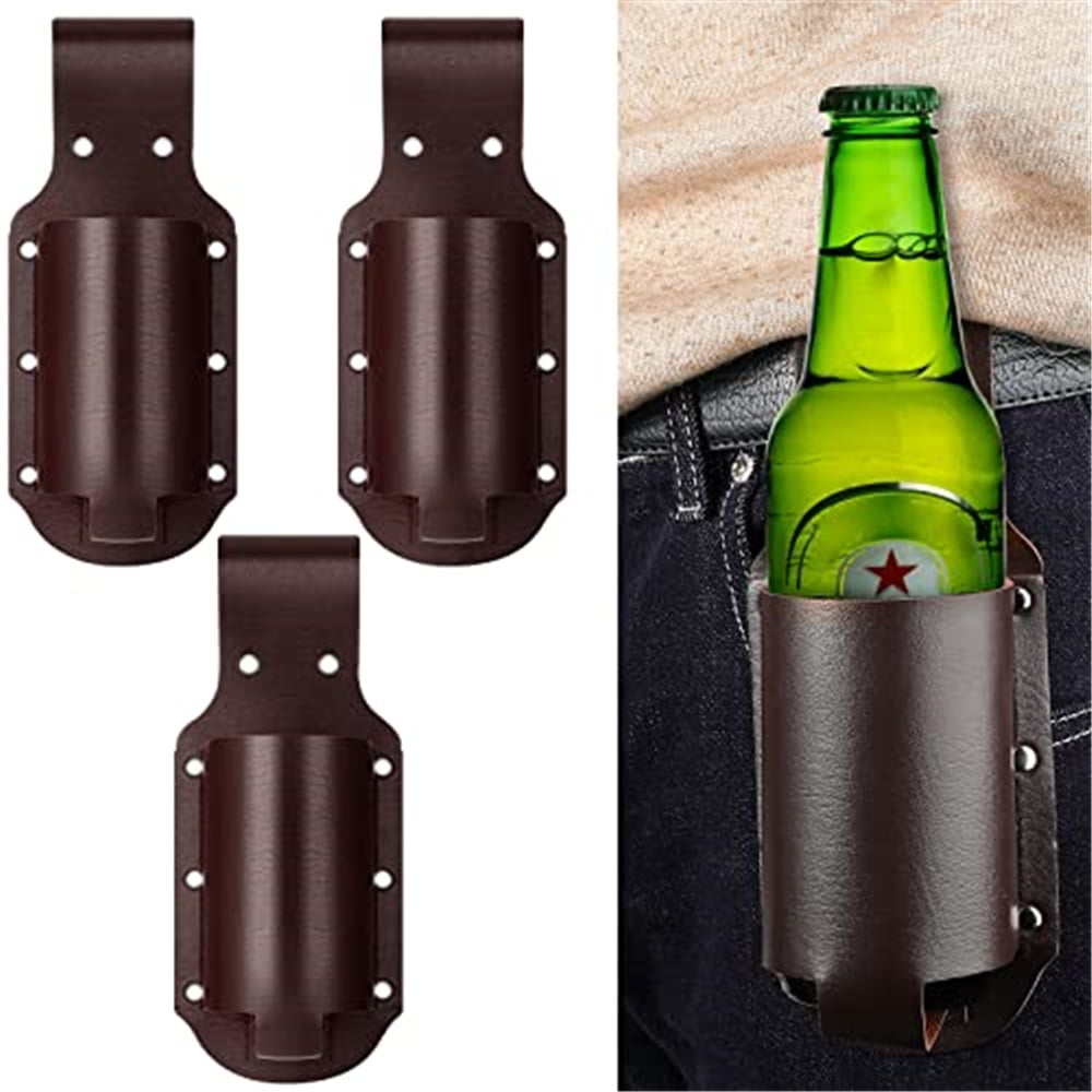 Xusx111 - 3 Piezas De Bolsa De Cerveza Clásica Pu Cuero Bolsa De Cerveza Botella Titulares Beber Cinturón Bolsa De La Cintura Para Viajar Al Aire Libre, Marrón Espresso