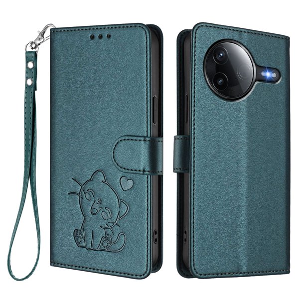 Funda Billetera con Espacio para Fotos para Xiaomi POCO F7 Pro, Verde Oscuro