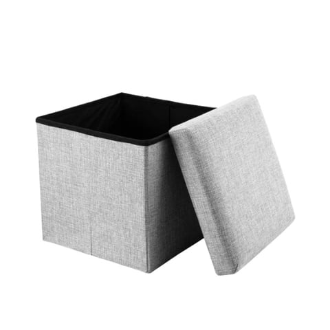 Crusec - Puff Silla Cubo Organizador Plegable Multifuncional 38Cm Gris