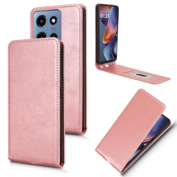 Funda tipo folio para Motorola Moto G Power 2025 con soporte magnético y protección para la cámara Oro rosa