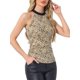 thumbnail image 4 of INSPIRE CHIC Top sin mangas con cuello halter, ajuste ceñido, casual, para fiesta, con cintura fruncida, estampado, para mujer, talla M, Beige-Leopardo, 4 of 5