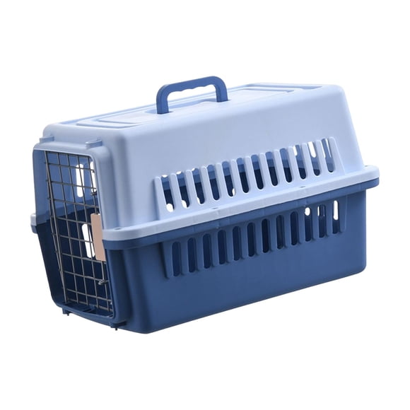 Portable Dog Travel Kennel Transport Box Transpirable Tote Crate Cajón Suministros para mascotas Cachorro de lado duro Portador de mascotas para gatos Azul