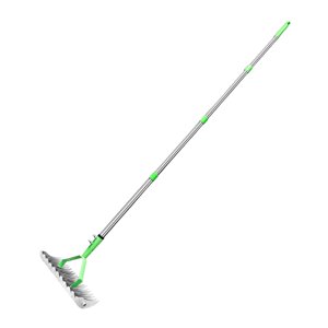 Ioensy - Rastrillo De Paja, Herramienta Manual, Rastrillo Multifuncional Para Hojas De Jardín, Resistente, Ahorro De Mano De Obra Con Mango De 1,3 M