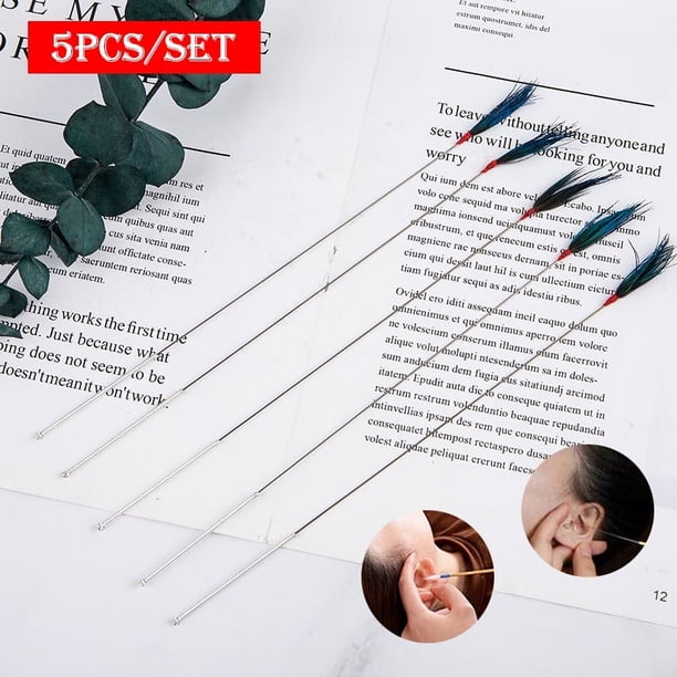 Hot sale 1Set Earwax Cleaner Kits Ear Massage Set Earwax Cleaner Kits Goose Feather Stainless Steel Earpick Wax Cleaner Tool