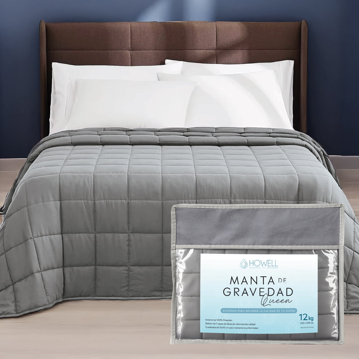 Manta De Gravedad Pesada Howell Queen 12kg Trastornos Sueño