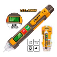 Ingco - Buscapolo Detector De Voltaje Digital 1000 V Alarma Sonora Color Amarillo