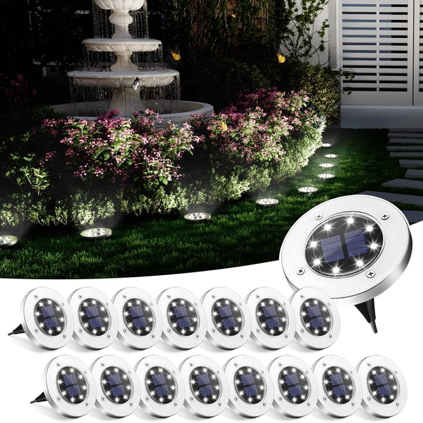 Luces solares de suelo SOLPEX, paquete de 16 unidades, impermeables (color blanco frío)