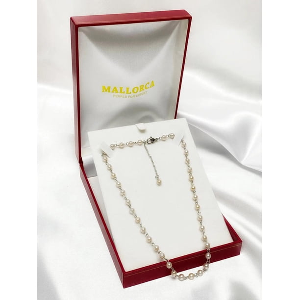 Collar De Perla Mallorca Chocker 5mm 40cm Broche Mosqueton beige Talla única