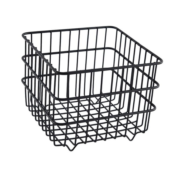 Cesta De Hierro Para Almacenamiento, Resistente, Para Despensa, Armario, Color Negro, 11 X 11 X 10,7 Cm