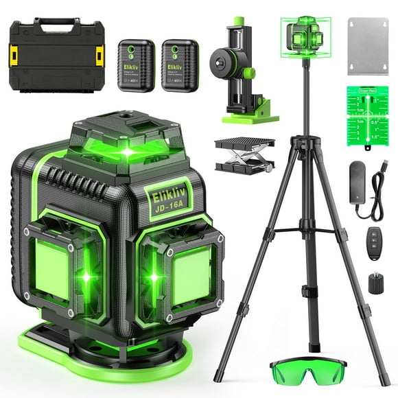 Nivel láser Elikliv 4D 360° autonivelante con trípode, alcance de 50 m